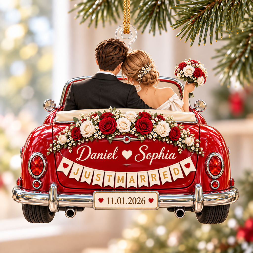 Personalized Wedding 2D Printed Christmas Ornament Tree Decoration Gifts for Couples
