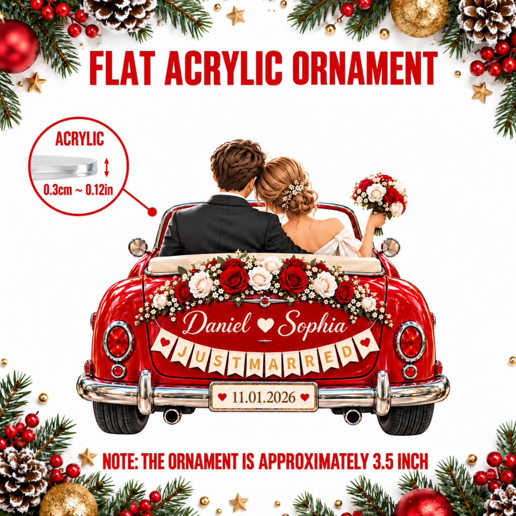 Personalized Wedding 2D Printed Christmas Ornament Tree Decoration Gifts for Couples