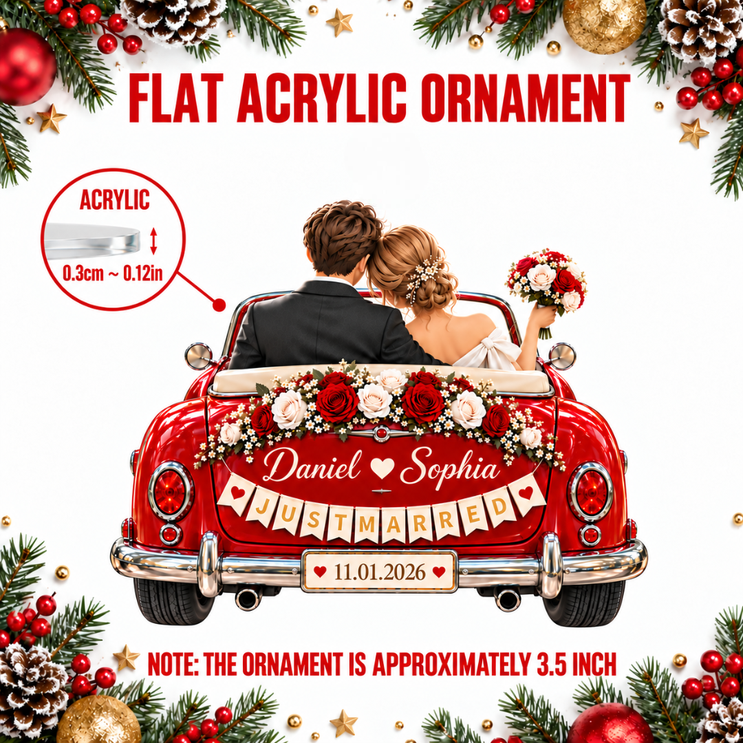 Personalized Wedding 2D Printed Christmas Ornament Tree Decoration Gifts for Couples