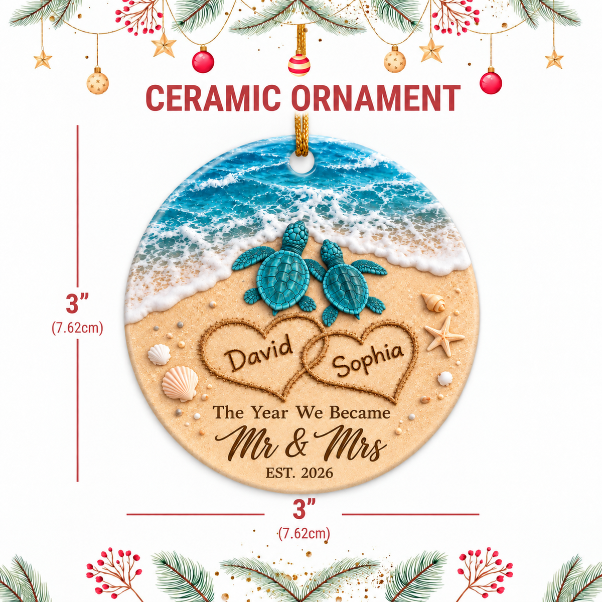 Personalized Wedding Christmas Ornament Tree Decoration Gifts for Couples