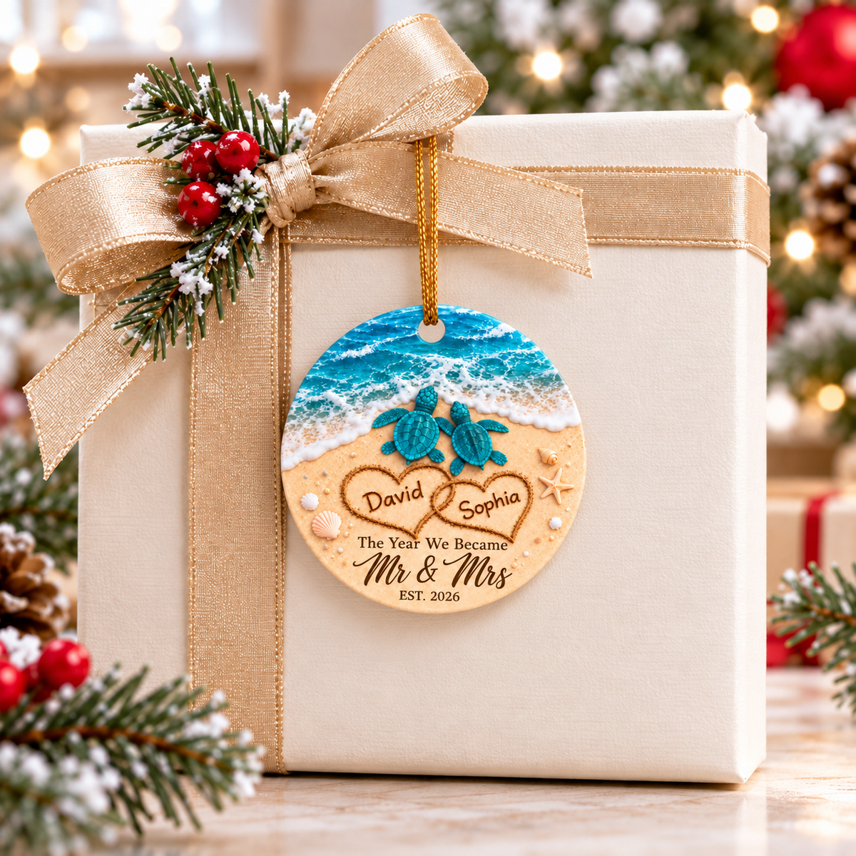 Personalized Wedding Christmas Ornament Tree Decoration Gifts for Couples