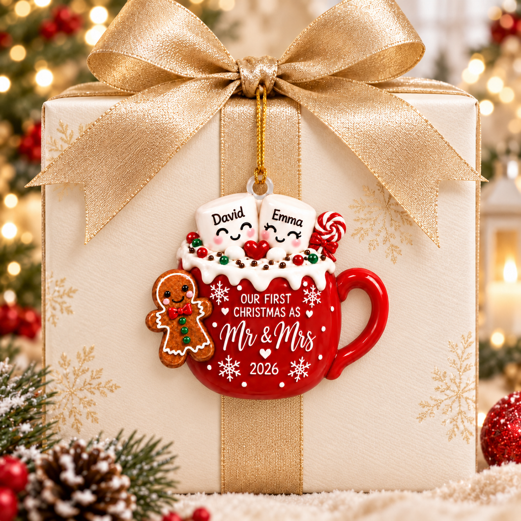 Personalized Wedding 2D Printed Christmas Ornament Tree Decoration Gifts for Couples