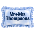 Personalized Monogram Gingham Ruffle Pillow for Couples
