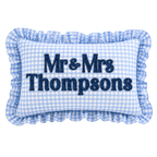 Personalized Monogram Gingham Ruffle Pillow for Couples