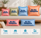 Personalized Monogram Gingham Ruffle Pillow for Couples