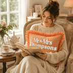 Personalized Monogram Gingham Ruffle Pillow for Couples