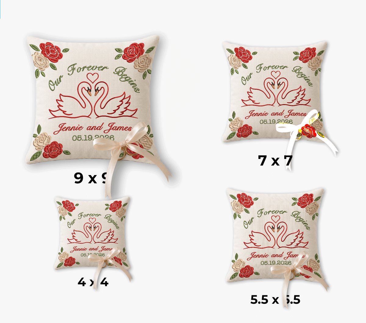Personalized Embroidered Ring Bearer Pillow for Wedding