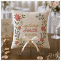 Personalized embroidered ring bearer pillow for wedding — image 1