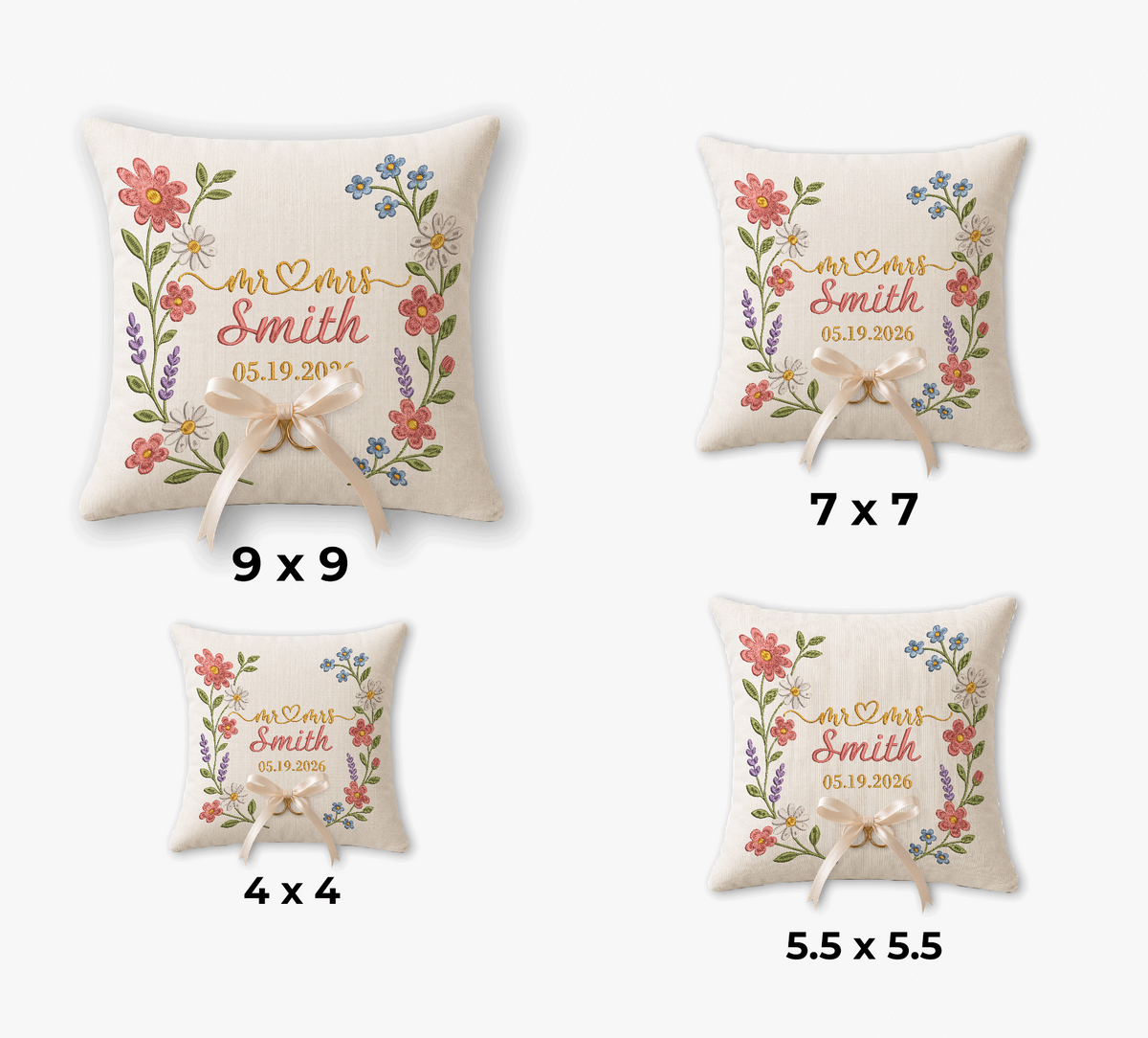 Personalized Embroidered Ring Bearer Pillow for Wedding