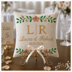 Personalized embroidered ring bearer pillow for wedding — image 1