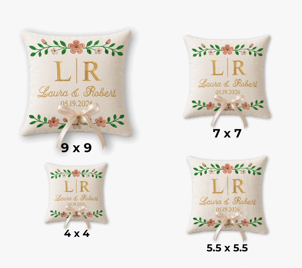 Personalized Embroidered Ring Bearer Pillow for Wedding