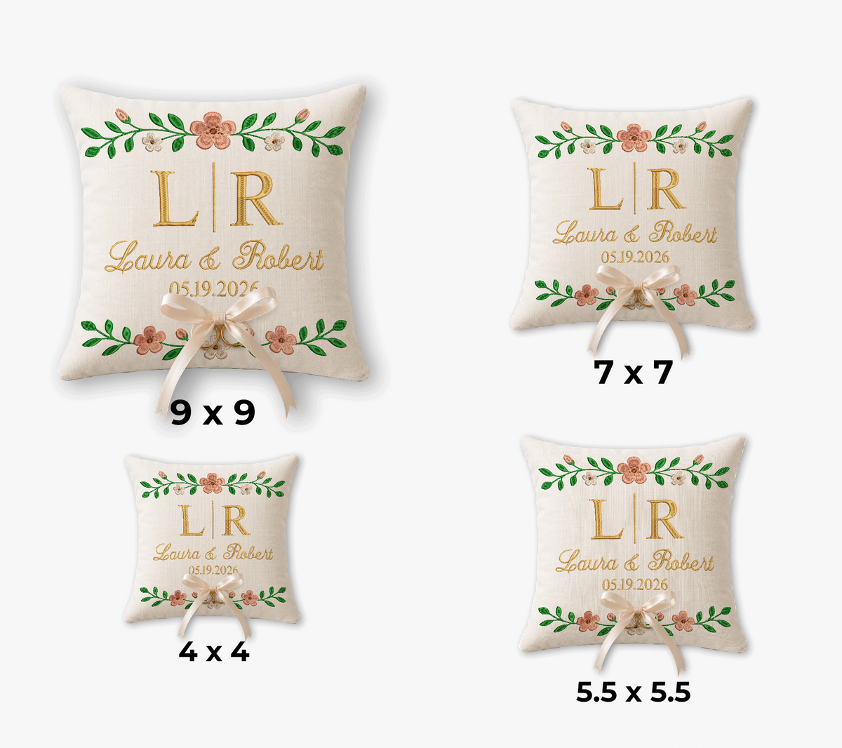 Personalized Embroidered Ring Bearer Pillow for Wedding