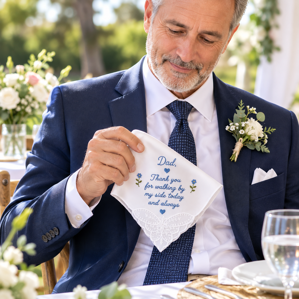 Embroidered Wedding Handkerchief — detail