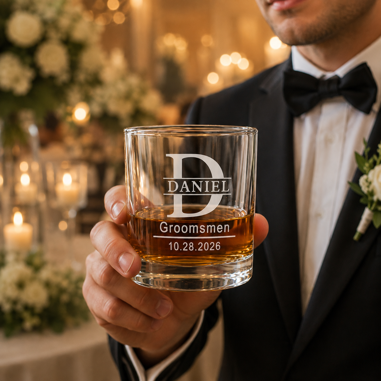 Groomsmen Whiskey Glass — detail