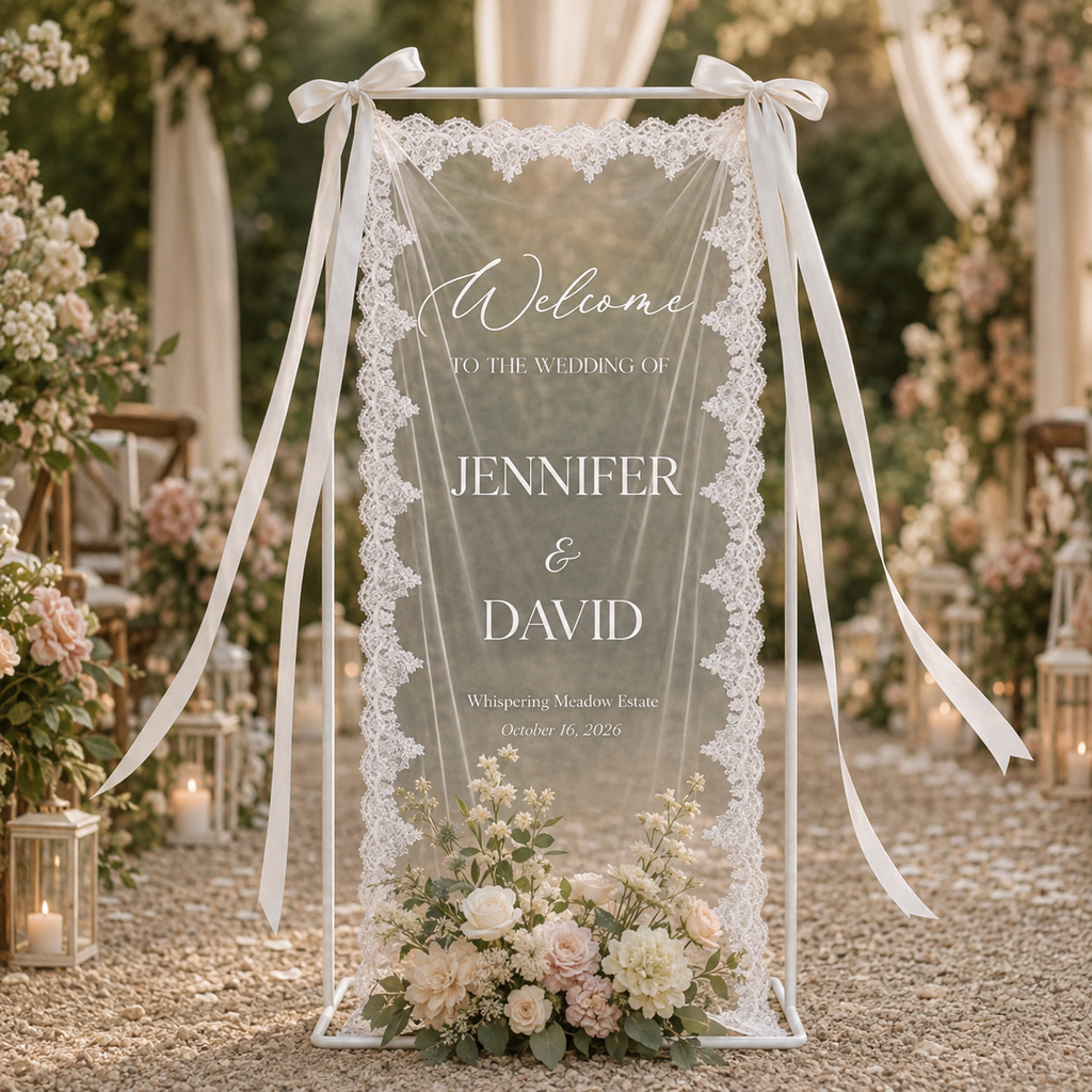 Lace Wedding Welcome Sign