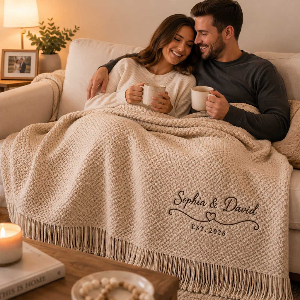 Wedding Knit Blanket — detail