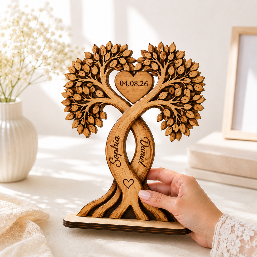 Wooden Couple Plaque — detail